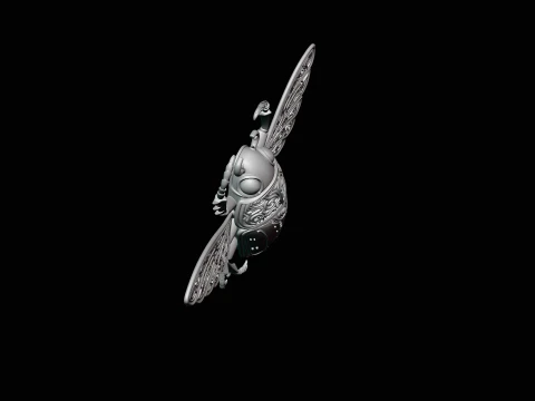 Filigree Winged Beetle Statue Design 1 - 3D Print Model 3D Print Model