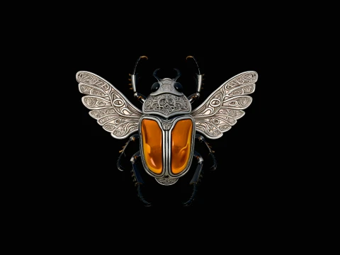 Filigree Winged Beetle Statue Design 2 - 3D Print Model 3D Print Model