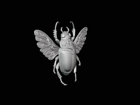 Filigree Winged Beetle Statue Design 2 - 3D Print Model 3D Print Model