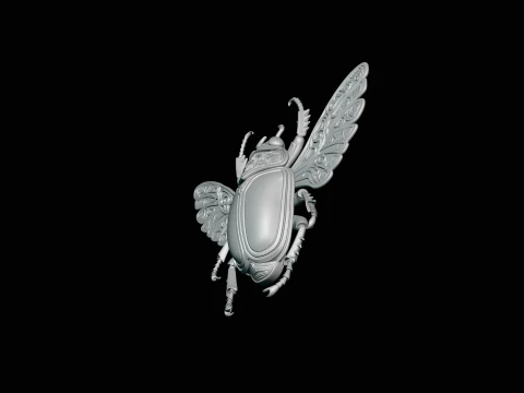 Filigree Winged Beetle Statue Design 2 - 3D Print Model 3D Print Model