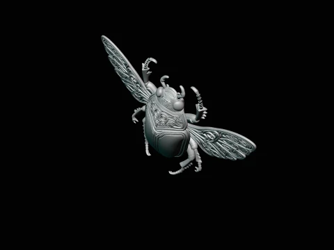 Filigree Winged Beetle Statue Design 2 - 3D Print Model 3D Print Model