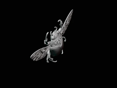 Filigree Winged Beetle Statue Design 2 - 3D Print Model 3D Print Model