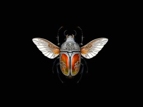 Filigree Winged Beetle Statue Design 3 - 3D Print Model 3D printmodel