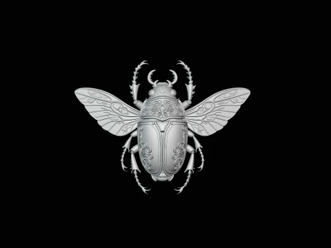 Filigree Winged Beetle Statue Design 3 - 3D Print Model 3D Print Model