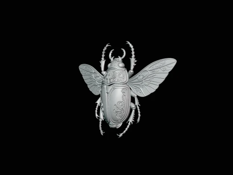 Filigree Winged Beetle Statue Design 3 - 3D Print Model 3D Print Model