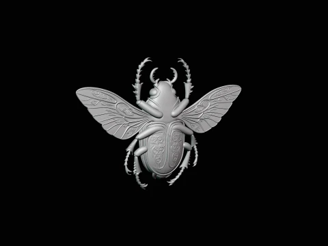 Filigree Winged Beetle Statue Design 3 - 3D Print Model 3D Print Model