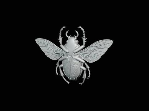 Filigree Winged Beetle Statue Design 3 - 3D Print Model 3D Print Model