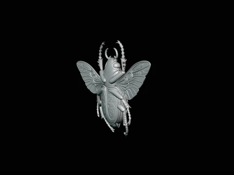 Filigree Winged Beetle Statue Design 3 - 3D Print Model 3D Print Model