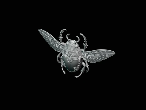 Filigree Winged Beetle Statue Design 3 - 3D Print Model 3D Print Model
