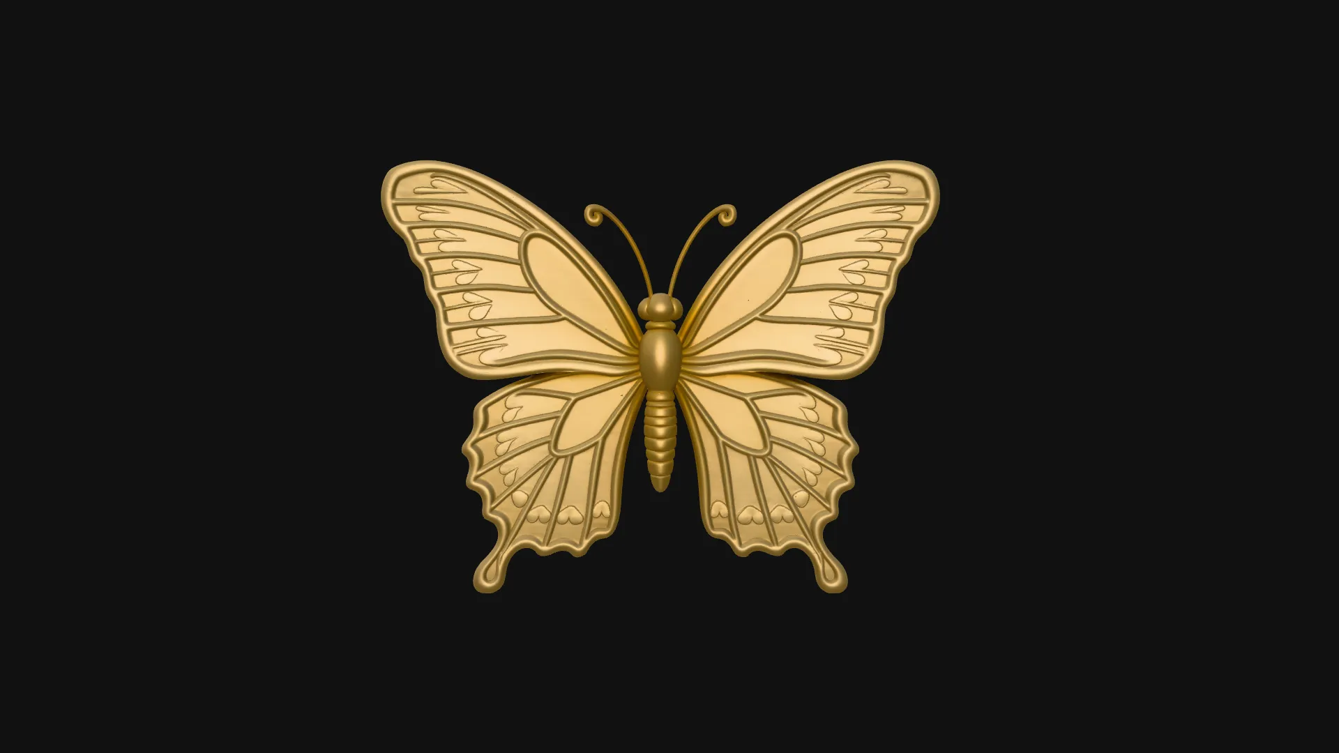 Ornate Golden Butterfly Statue Design 1 - 3D Print Model 3D Print Model .c4d .max .obj .3ds .fbx .stl .blend