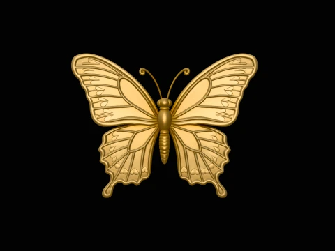 Ornate Golden Butterfly Statue Design 1 - 3D Print Model 3D Print Model