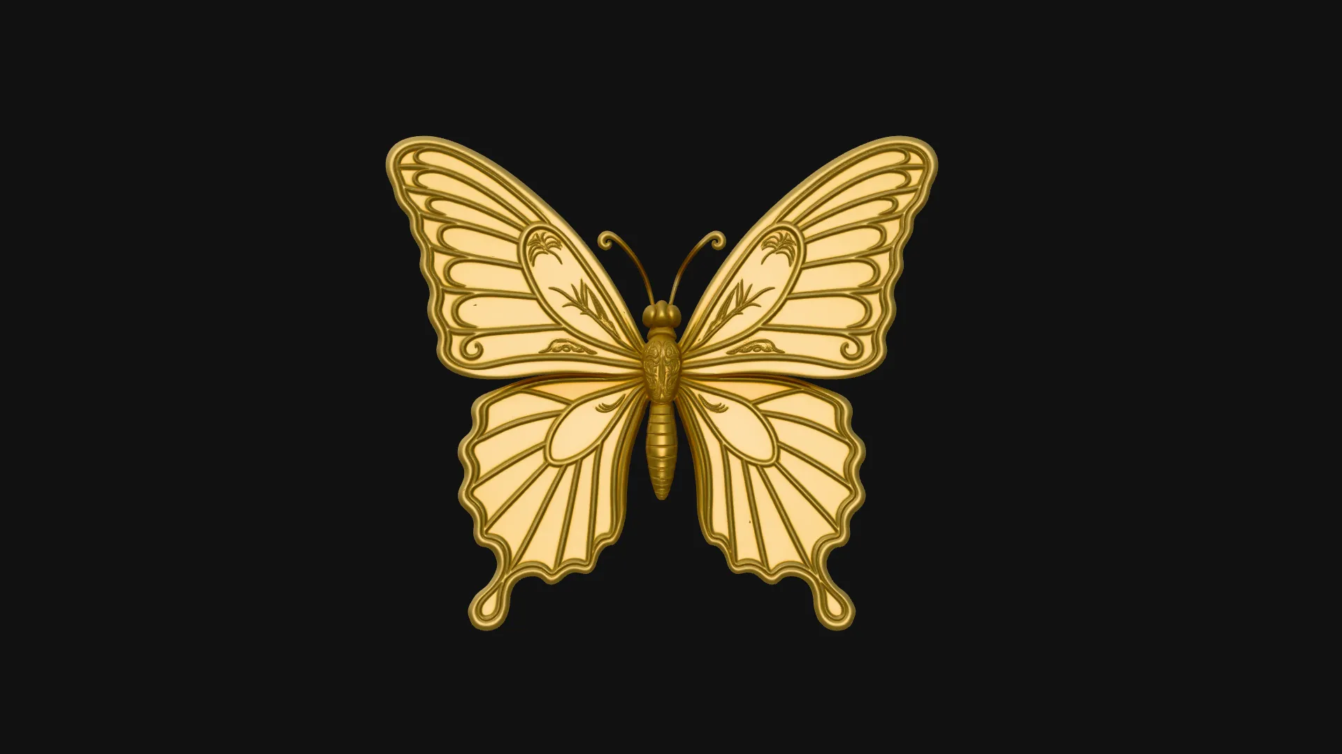 Ornate Golden Butterfly Statue Design 2 - 3D Print Model 3D Print Model .c4d .max .obj .3ds .fbx .stl .blend 