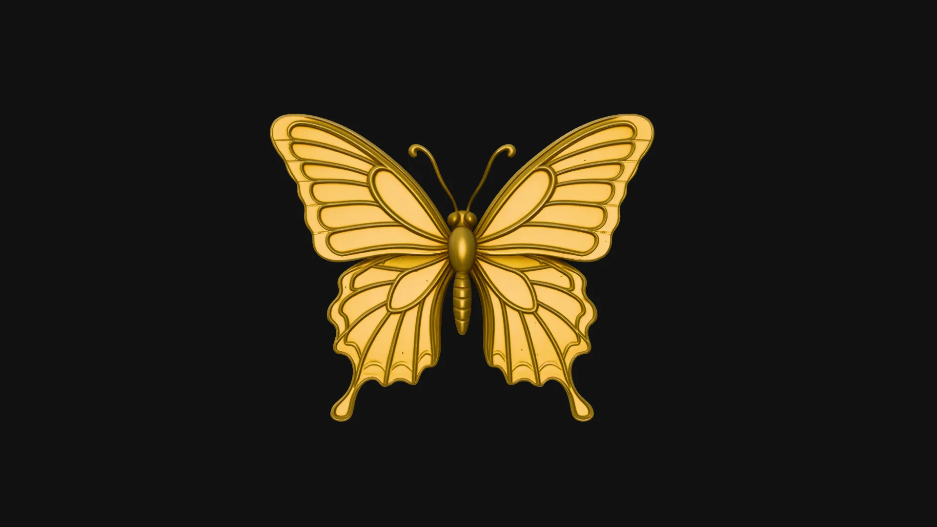 Ornate Golden Butterfly Statue Design 3 - 3D Print Model 3D Print Model .c4d .max .obj .3ds .fbx .stl .blend