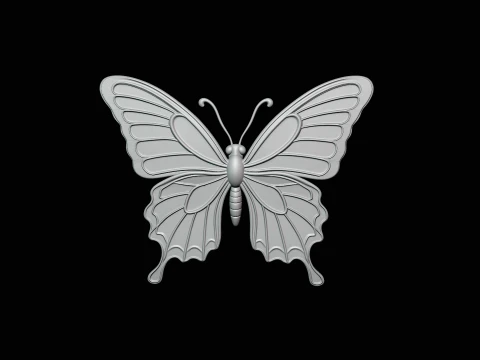 Ornate Golden Butterfly Statue Design 3 - 3D Print Model 3D Print Model