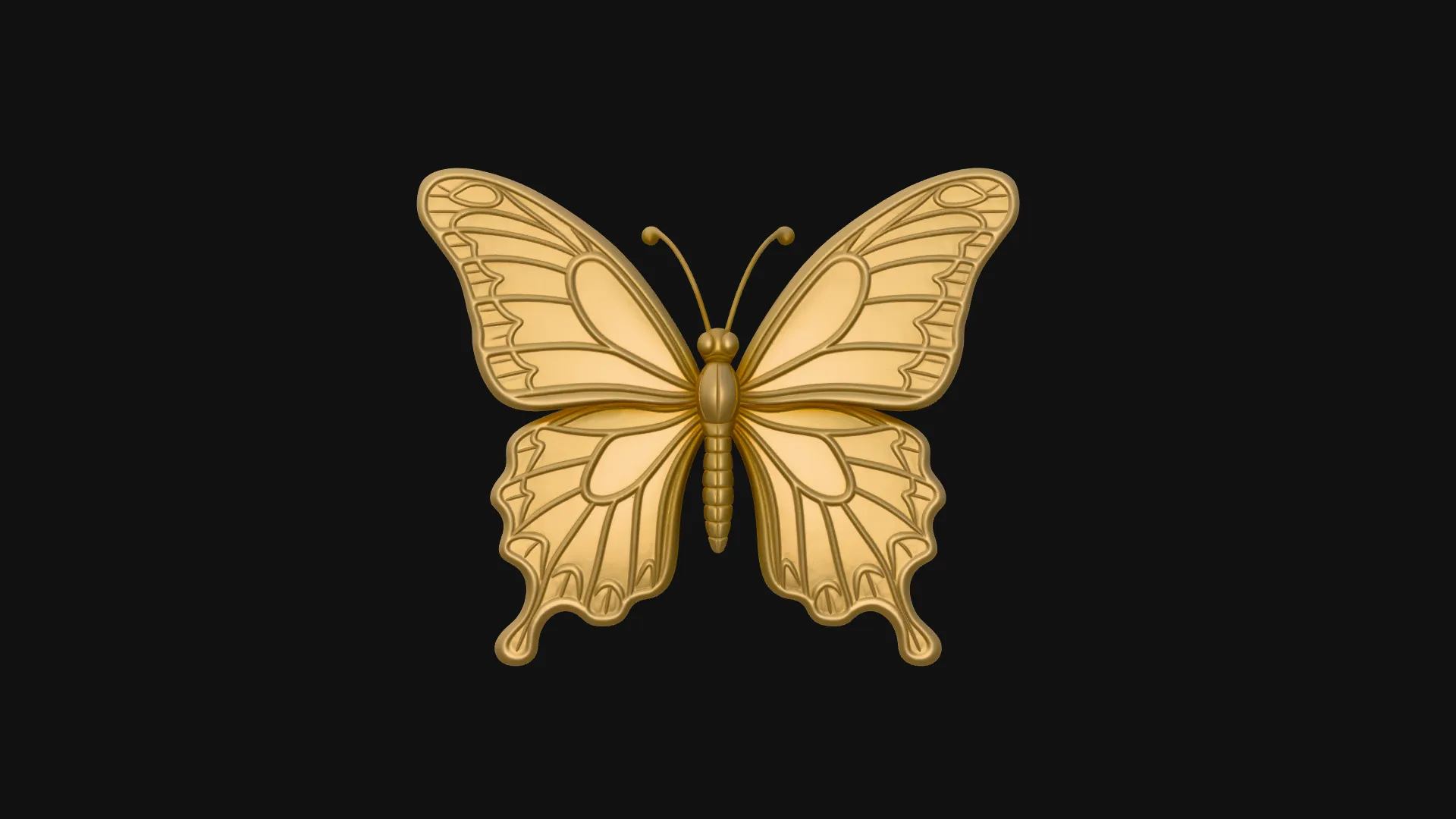 Ornate Golden Butterfly Statue Design 4 - 3D Print Model 3D Print Model .c4d .max .obj .3ds .fbx .stl .blend 