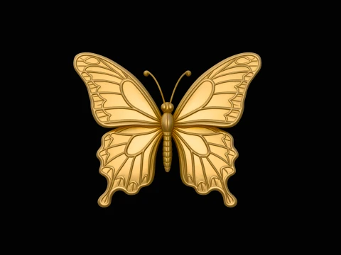 Ornate Golden Butterfly Statue Design 4 - 3D Print Model Model do druku 3D