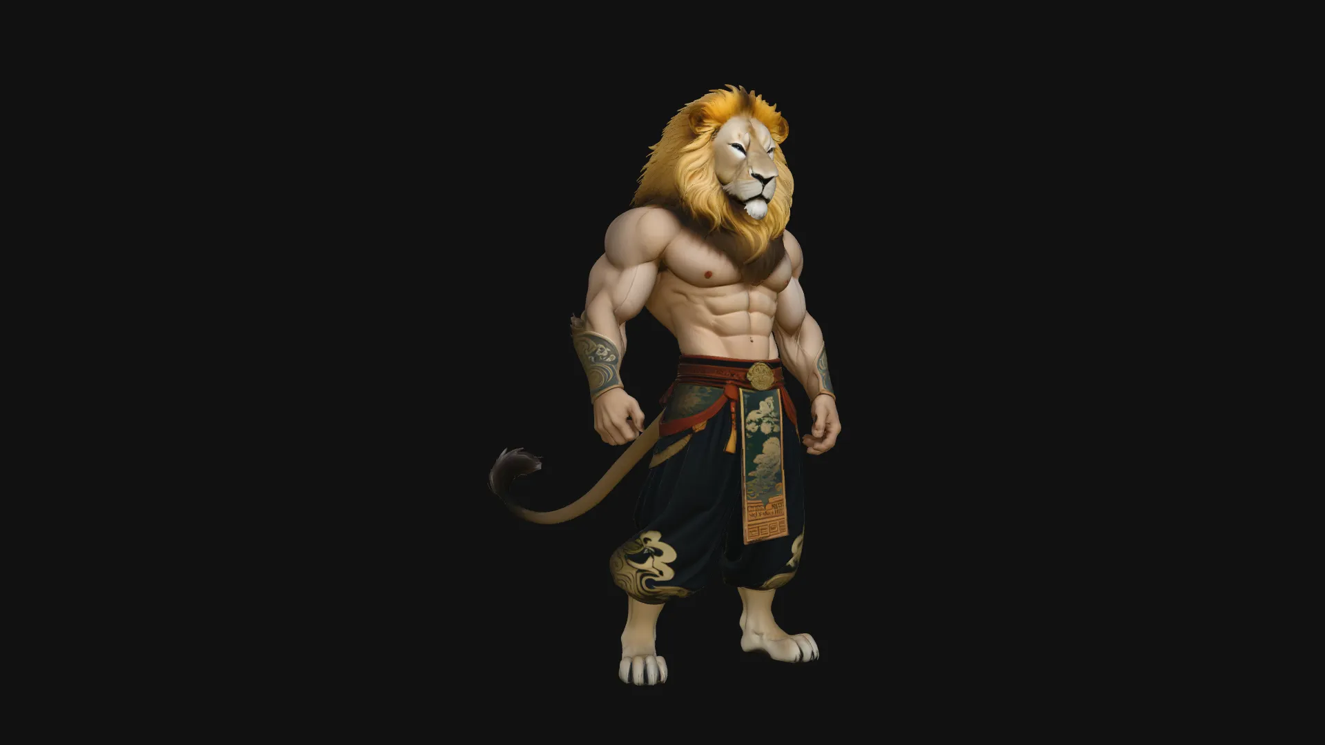 Lion Warrior Statue Design 1 - 3D Print Model 3D Print Model .c4d .max .obj .3ds .fbx .stl .blend 