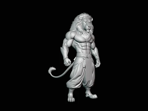 Lion Warrior Statue Design 1 - 3D Print Model 3D Print Model