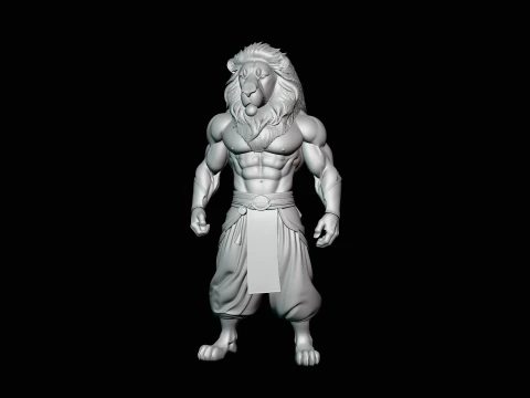 Lion Warrior Statue Design 1 - 3D Print Model 3D Print Model