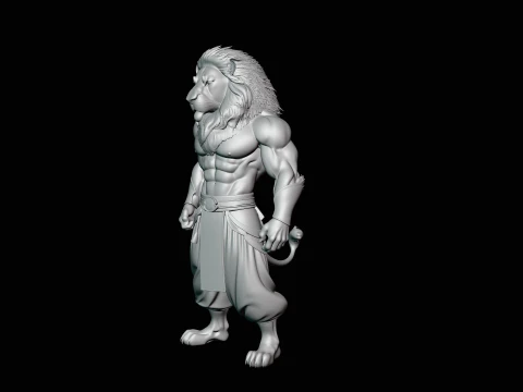 Lion Warrior Statue Design 1 - 3D Print Model 3D Print Model