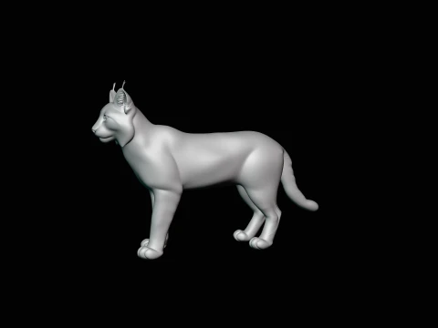 Standing Lynx Statue Design 1 - 3D Print Model 3D Print Model