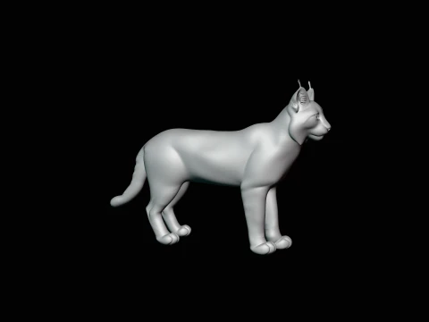 Standing Lynx Statue Design 1 - 3D Print Model 3D Print Model