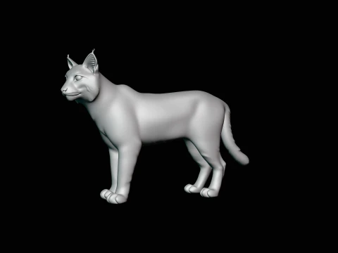 Standing Lynx Statue Design 3 - 3D Print Model 3D Print Model