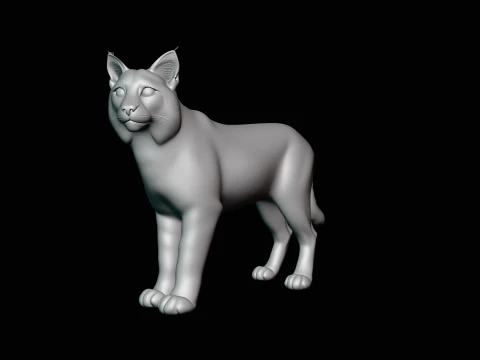 Standing Lynx Statue Design 4 - 3D Print Model 3D Print Model