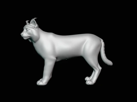 Standing Lynx Statue Design 4 - 3D Print Model 3D Print Model