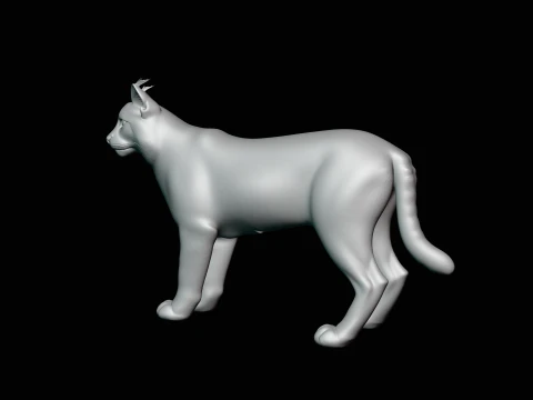Standing Lynx Statue Design 4 - 3D Print Model 3D Print Model
