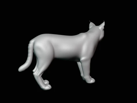 Standing Lynx Statue Design 4 - 3D Print Model 3D Print Model