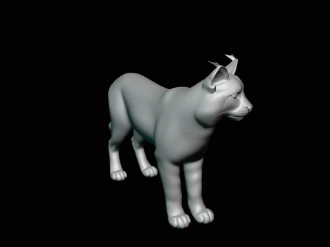 Standing Lynx Statue Design 4 - 3D Print Model 3D Print Model