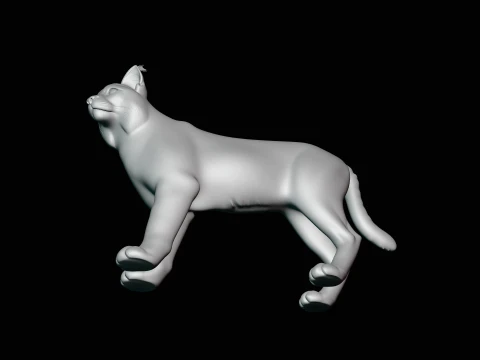 Standing Lynx Statue Design 4 - 3D Print Model 3D Print Model