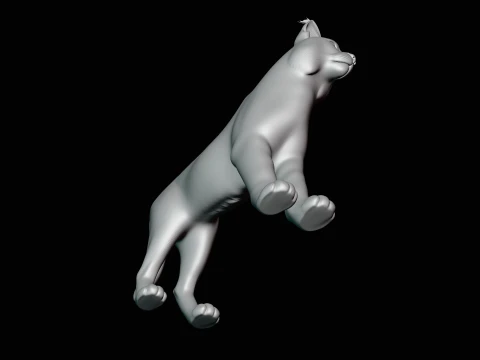 Standing Lynx Statue Design 4 - 3D Print Model 3D Print Model