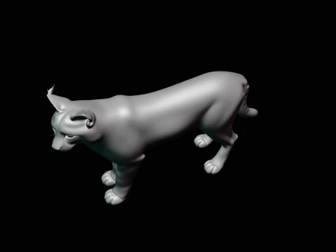 Standing Lynx Statue Design 4 - 3D Print Model 3D Print Model