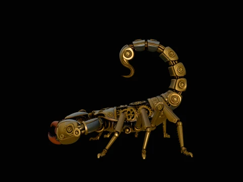 Brass Clockwork Scorpion Statue Design 1 - 3D Print Model Modèles 3D en vedette