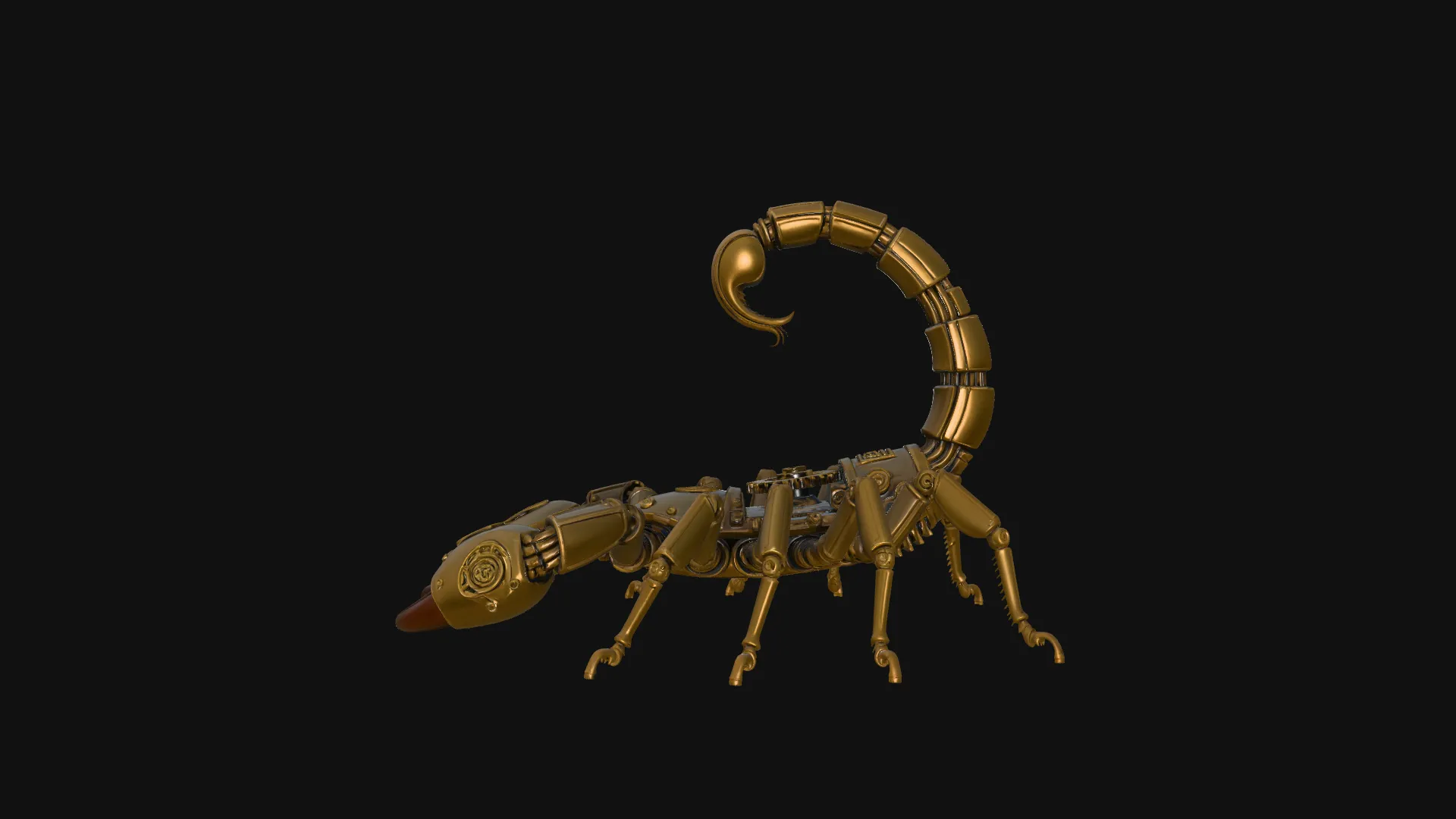 Brass Clockwork Scorpion Statue Design 2 - 3D Print Model 3D Print Model .c4d .max .obj .3ds .fbx .stl .blend 