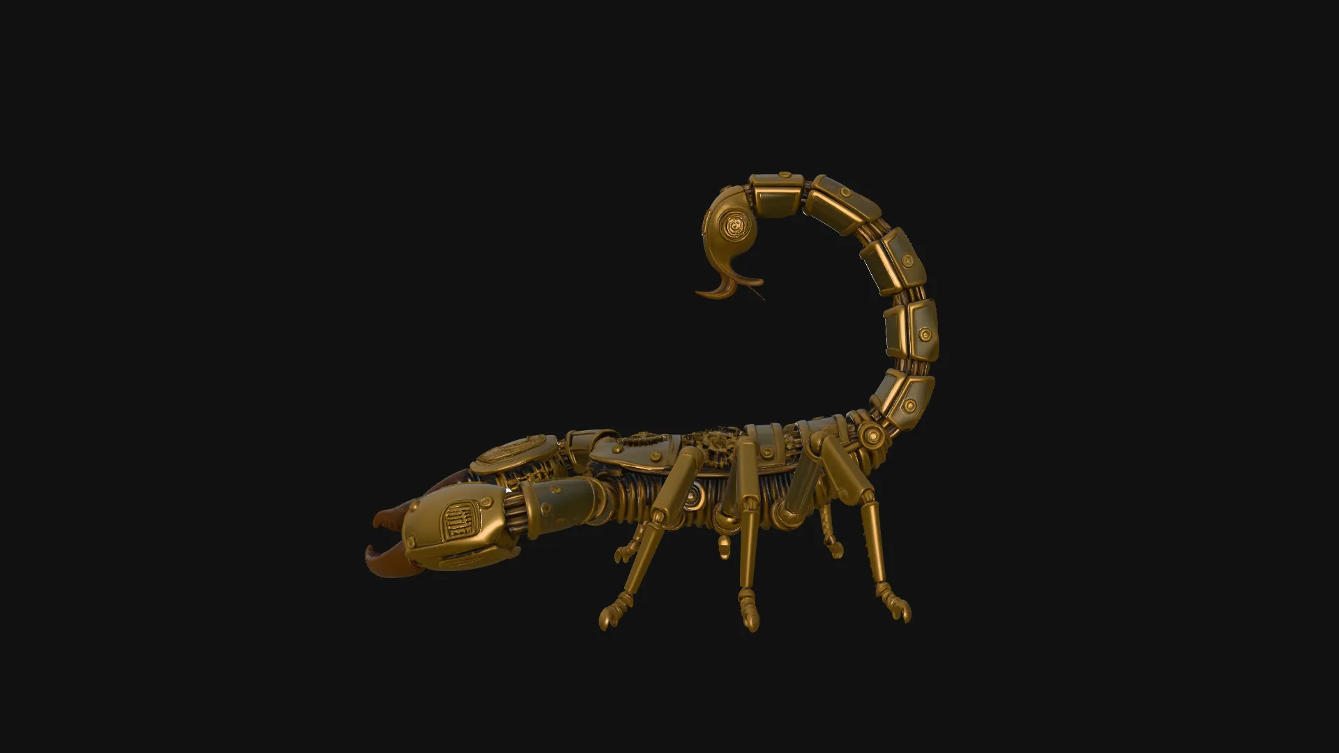 Brass Clockwork Scorpion Statue Design 3 - 3D Print Model 3D Print Model .c4d .max .obj .3ds .fbx .stl .blend 