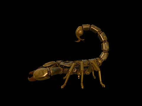 Brass Clockwork Scorpion Statue Design 3 - 3D Print Model Modèles 3D en vedette