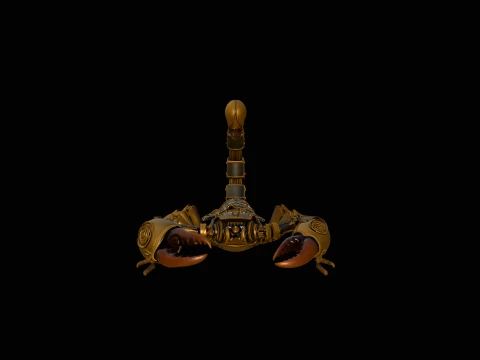 Brass Clockwork Scorpion Statue Design 4 - 3D Print Model Modèles 3D en vedette