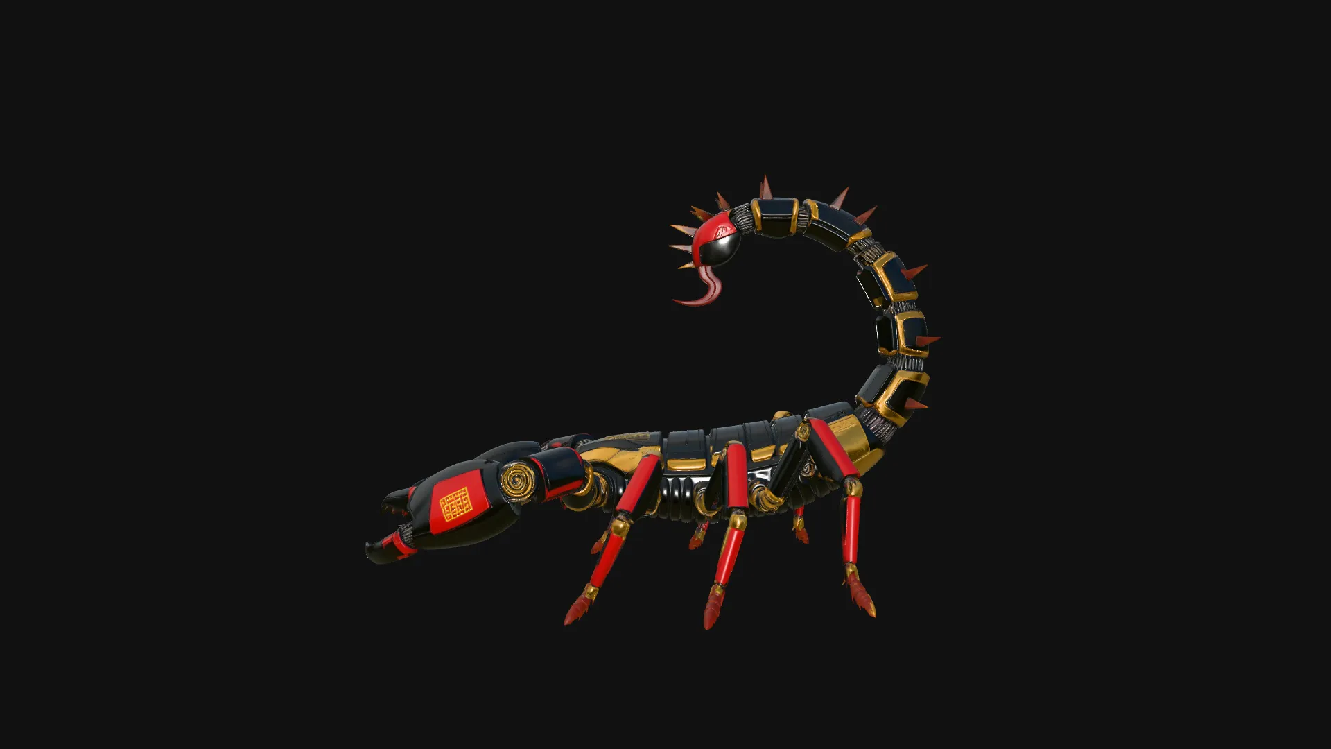 Crimson Mech Scorpion Statue Design 1 - 3D Print Model 3D Print Model .c4d .max .obj .3ds .fbx .stl .blend 