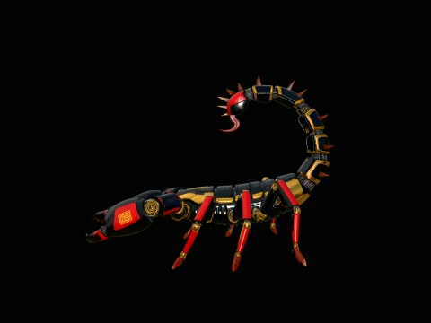 Crimson Mech Scorpion Statue Design 1 - 3D Print Model 3D Print Model