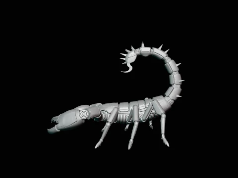 Crimson Mech Scorpion Statue Design 1 - 3D Print Model 3D Print Model