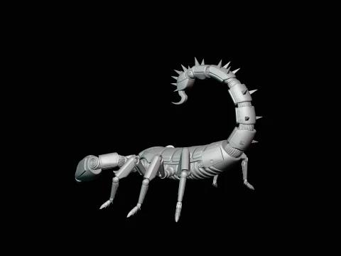 Crimson Mech Scorpion Statue Design 1 - 3D Print Model 3D Print Model