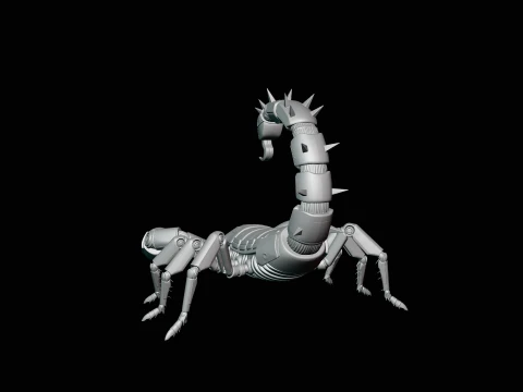 Crimson Mech Scorpion Statue Design 1 - 3D Print Model 3D Print Model