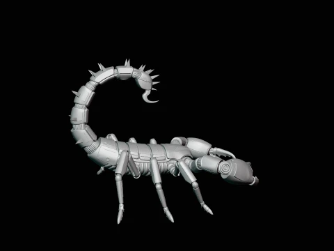 Crimson Mech Scorpion Statue Design 1 - 3D Print Model 3D Print Model
