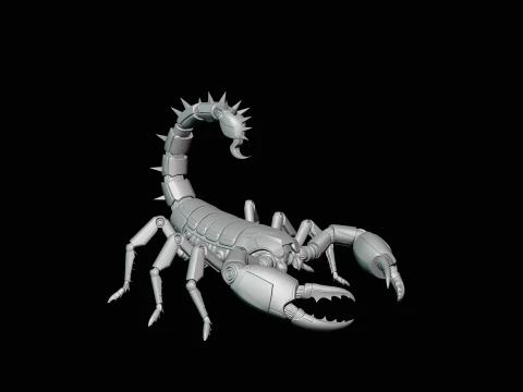 Crimson Mech Scorpion Statue Design 1 - 3D Print Model 3D Print Model