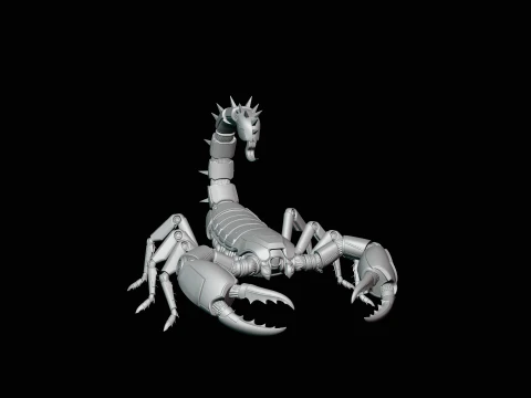 Crimson Mech Scorpion Statue Design 1 - 3D Print Model 3D Print Model