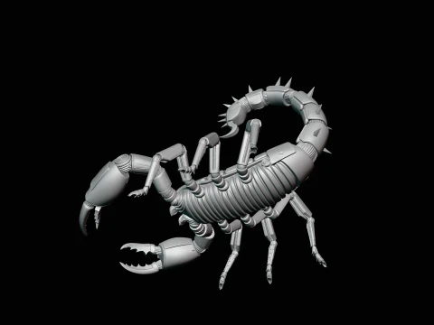 Crimson Mech Scorpion Statue Design 1 - 3D Print Model 3D Print Model
