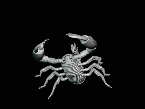 Crimson Mech Scorpion Statue Design 1 - 3D Print Model 3D Print Model